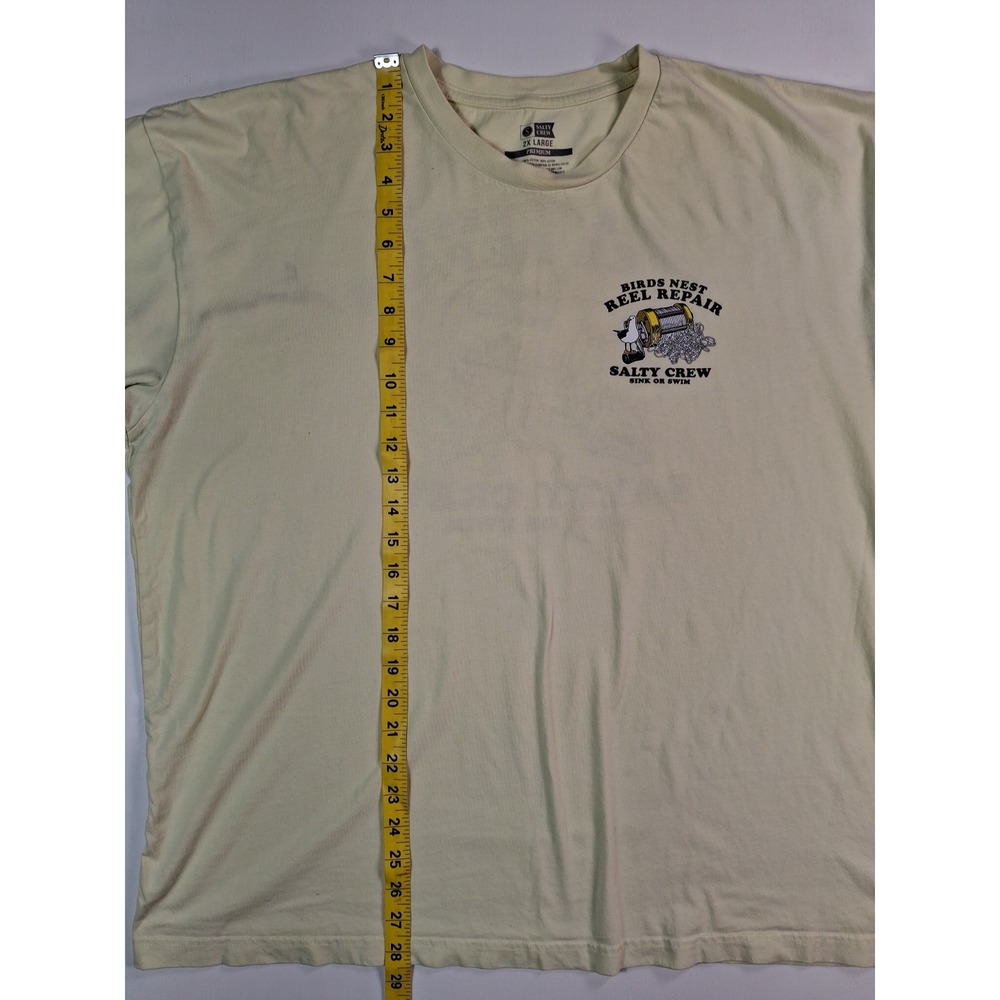 Salty Crew Birds Nest Reel Repair Graphic T-Shirt Mens 2XL Yellow Sink or Swim - Picture 6 of 11